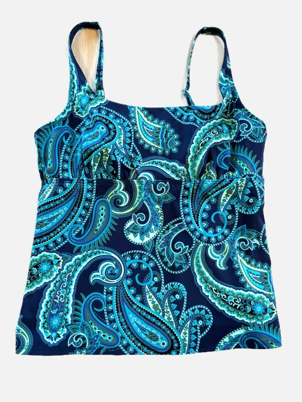Lands' End Women’s Swimsuit Bathing Suit Tankini Swim Top High Neck Paisley 14P